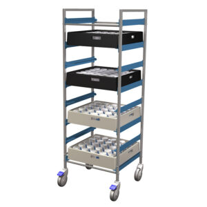 Korgvagn hög för 10 st 50-korg, monterad