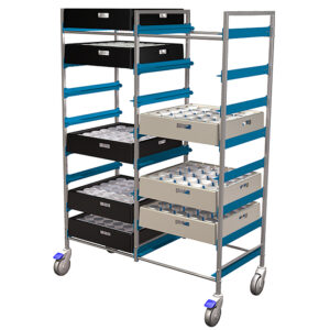 Korgvagn hög dubbel för 14 st 50-korg, monterad