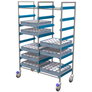 Korgvagn hög dubbel för 22 st 46-korg, monterad