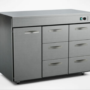 Värmebänk 1200mm, 1 dörr, 6 lådor