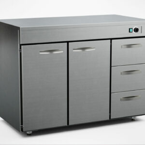 Värmebänk 1200mm, 2 dörrar, 3 lådor