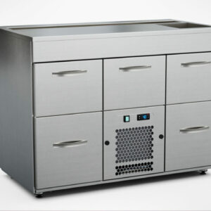 Barkylbänk 1200x650x900 mm, 5 draglådor