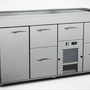 Barkylbänk 1600x650x900 mm, 1 dörr, 5 draglådor