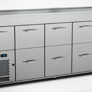 Barkylbänk 2000x650x900 mm, 8 draglådor