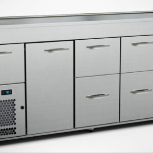 Barkylbänk 2000x650x900 mm, 1 dörr, 6 draglådor