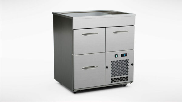 Barkylbänk 800x650x900 mm, 3 draglådor