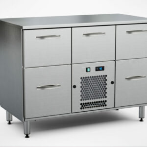 Dryckeskylbänk för öl/vin 1200x650x900 mm, 5 draglådor