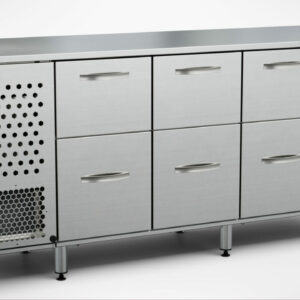 Dryckeskylbänk för öl/vin 2000x650x900 mm, 8 draglådor