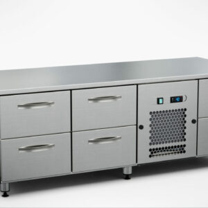 Grillkylbänk 1600x650x650 mm, 6 draglådor