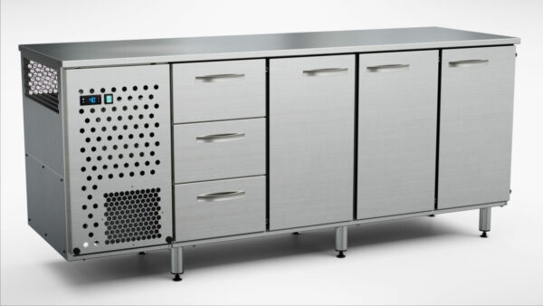 Kylbänk 2000x650x900 mm, 3 dörrar, 3 draglådor