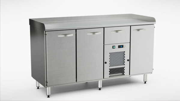 Pizzakylbänk utan kylränna 1600x650x900 mm, 3 dörrar, 1 draglåda