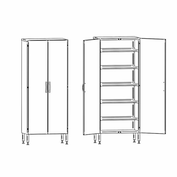 Skåp rostfri med 2 dörrar 800x500x2000 mm