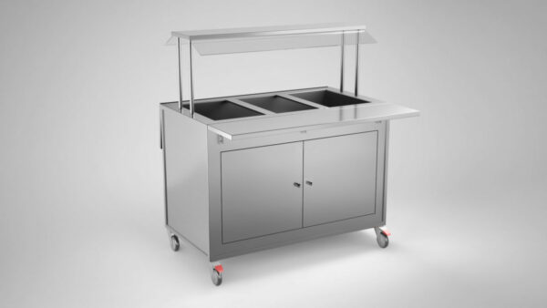 Buffévagn 1200x650x1400 mm med kylbrunn för 3 st GN 1/1 150
