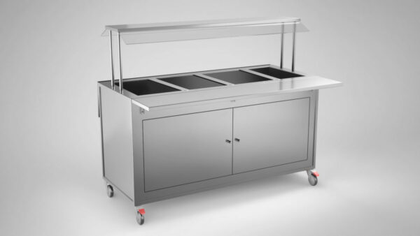 Buffévagn 1600x650x1400 mm med kylbrunn för 4 st GN 1/1 150
