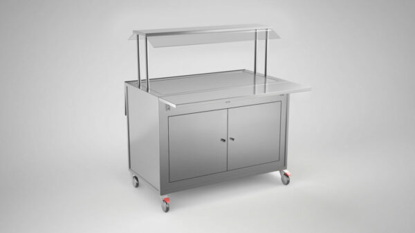Buffévagn neutral med slät rfr toppskiva 1200x650x1400 mm för 3 st GN 1/1