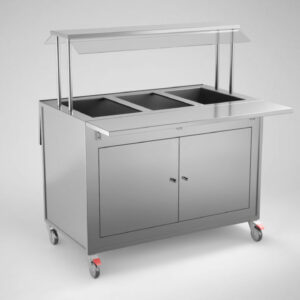 Buffévagn 1200x650x1400 mm med vattenbad för 3 st GN 1/1 150