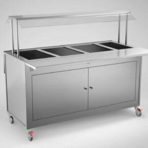 Buffévagn 1600x650x1400 mm med vattenbad för 4 st GN 1/1 150