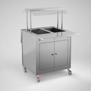 Buffévagn 800x650x1400 mm med vattenbad för 2 st GN 1/1 150