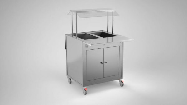 Buffévagn 800x650x1400 mm med vattenbad för 2 st GN 1/1 150
